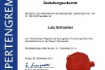 Bestellungsurkunde Sprengnetter Expertengremium Lutz Schneider